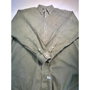 Vintage 90s Ralph Lauren Blake Army Green Mens MD Mini Pony Button Shirt